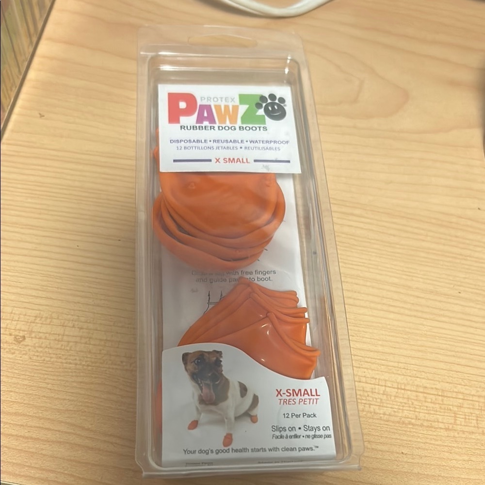Pawz Orange Rubber Dog Boots - X-Small new